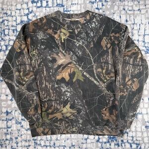 vintage 90s camo mossy oak break up hunting crewneck sweatshirt
